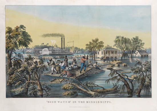 CURRIER & IVES. High Water in the Mississippi.